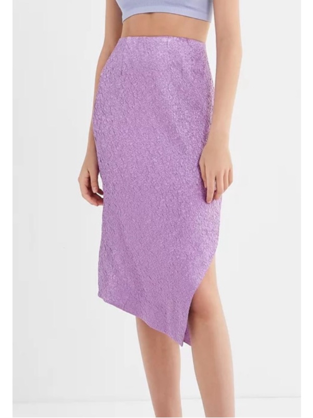Urban Outfitters Crinkle Asymmetrical Midi Skirt Purple Size Small